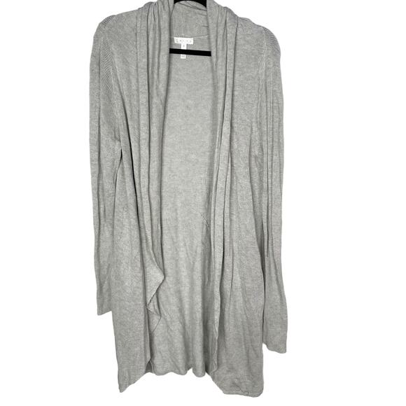 Leith M Heather Gray Cotton Wool Blend Open Front Long Length Cardigan Sweater - Picture 1 of 10